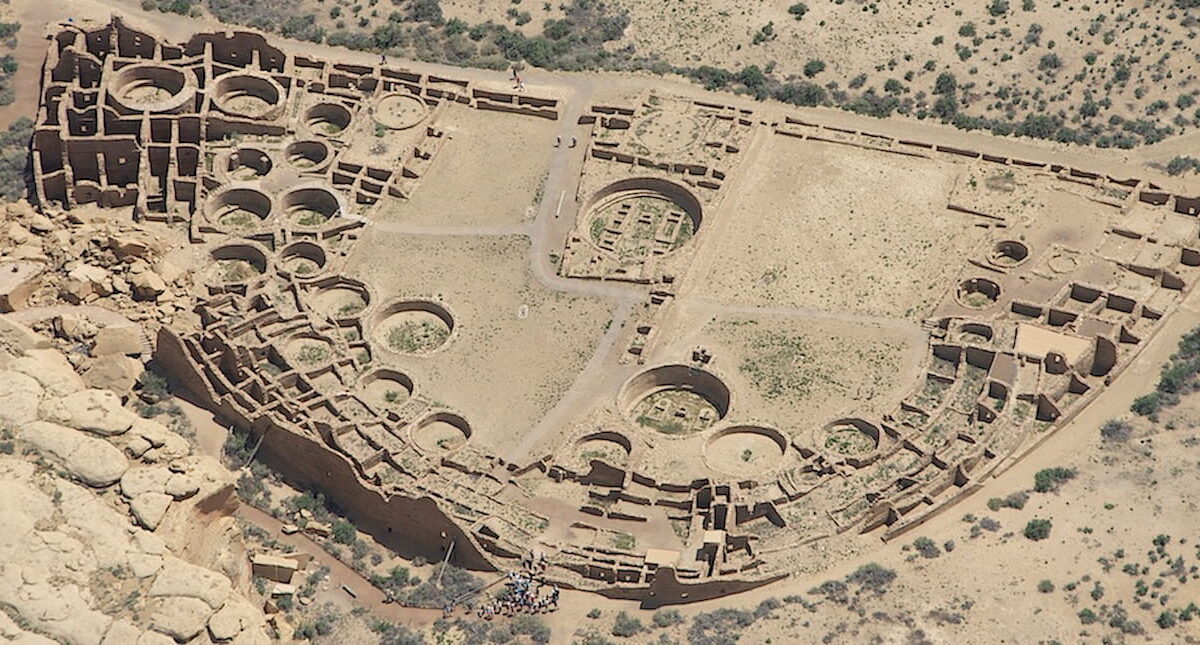 Aerial view of Pueblo Bonito