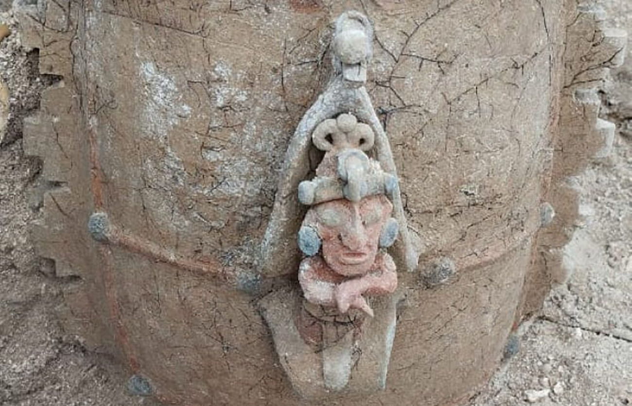 The Mayan maize god represented in the urn found