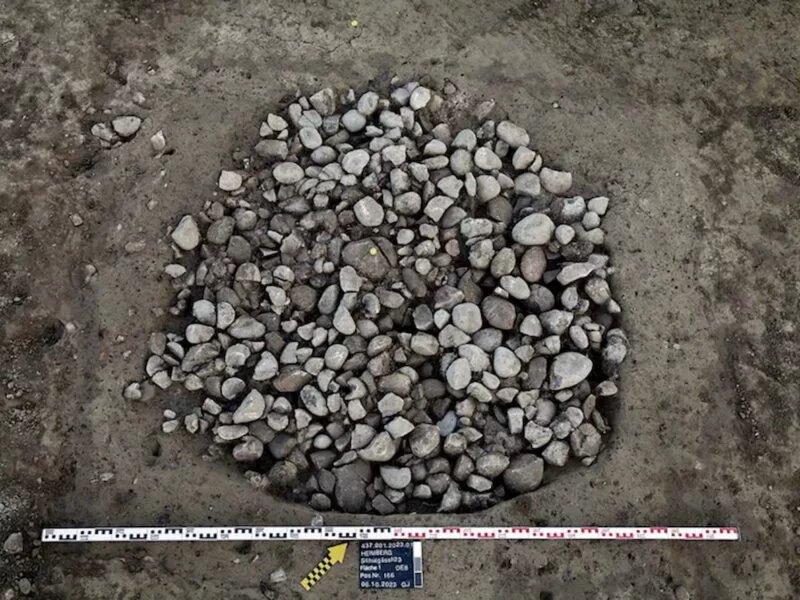 Backfilled pit with heat stones from the salvage excavation at Heimberg