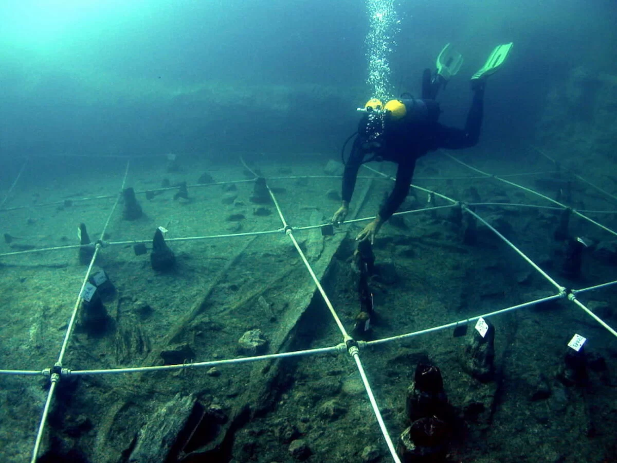 Excavation of one of the canoes