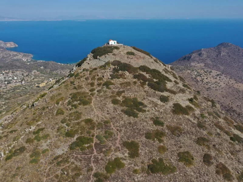 Mount Hellanion with the chapel of the Ascension on the summit from the west