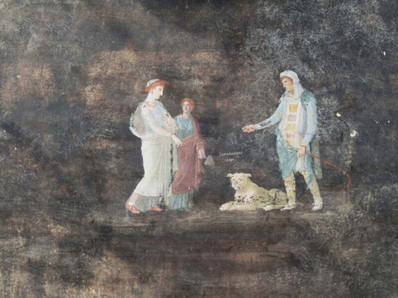 Helen and Paris in one of the frescoes discovered in Pompeii