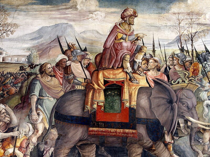 Hannibal crossing the Alps, fresco by Jacopo Ripanda, ca.1510