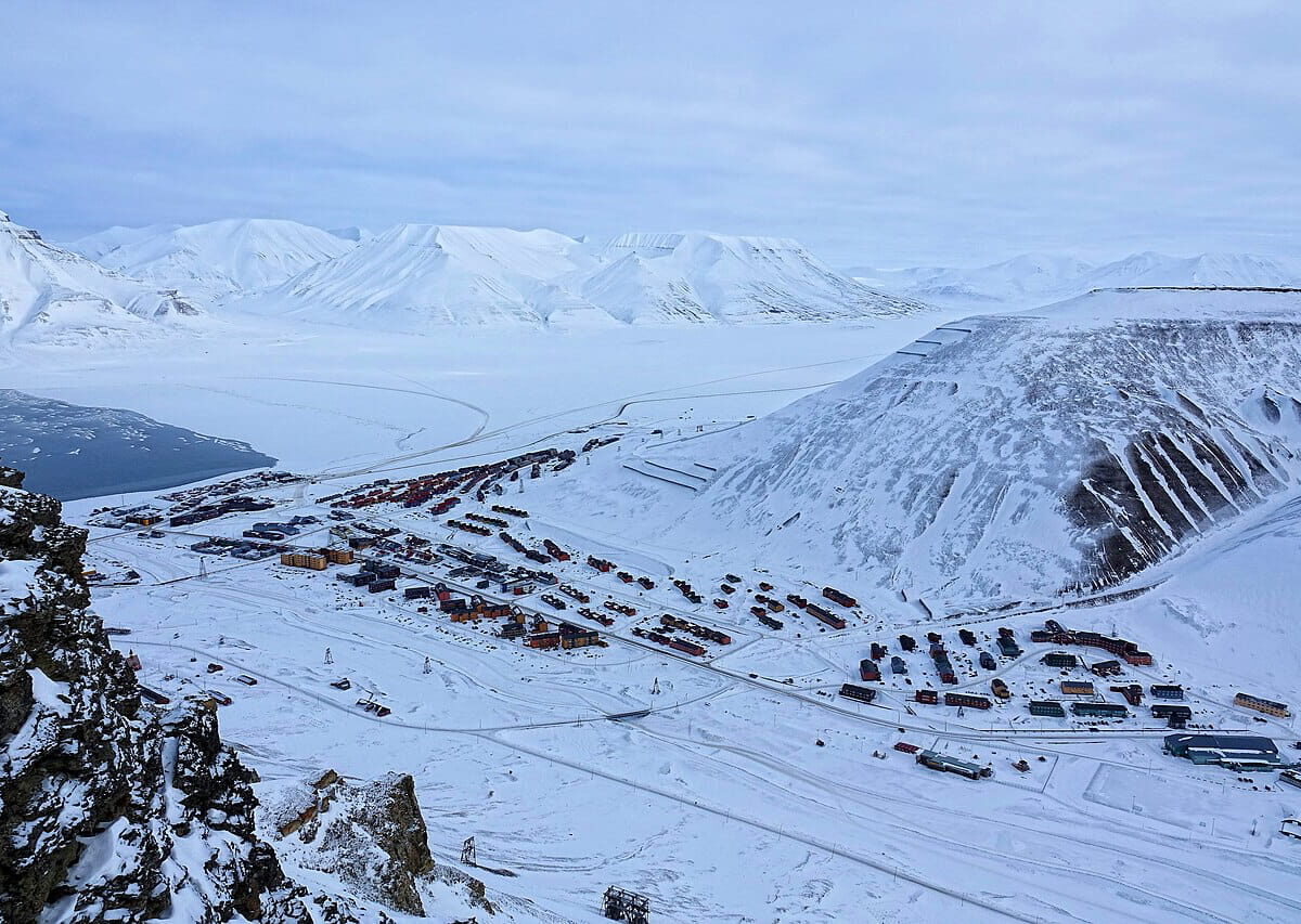 View of Longyearbyen on April 14, 2022