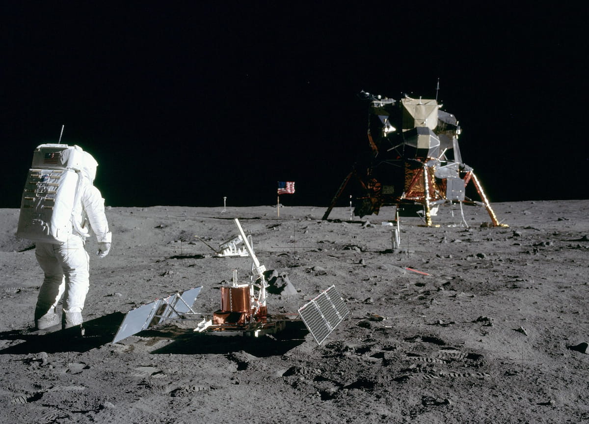 Aldrin next to the lunar module