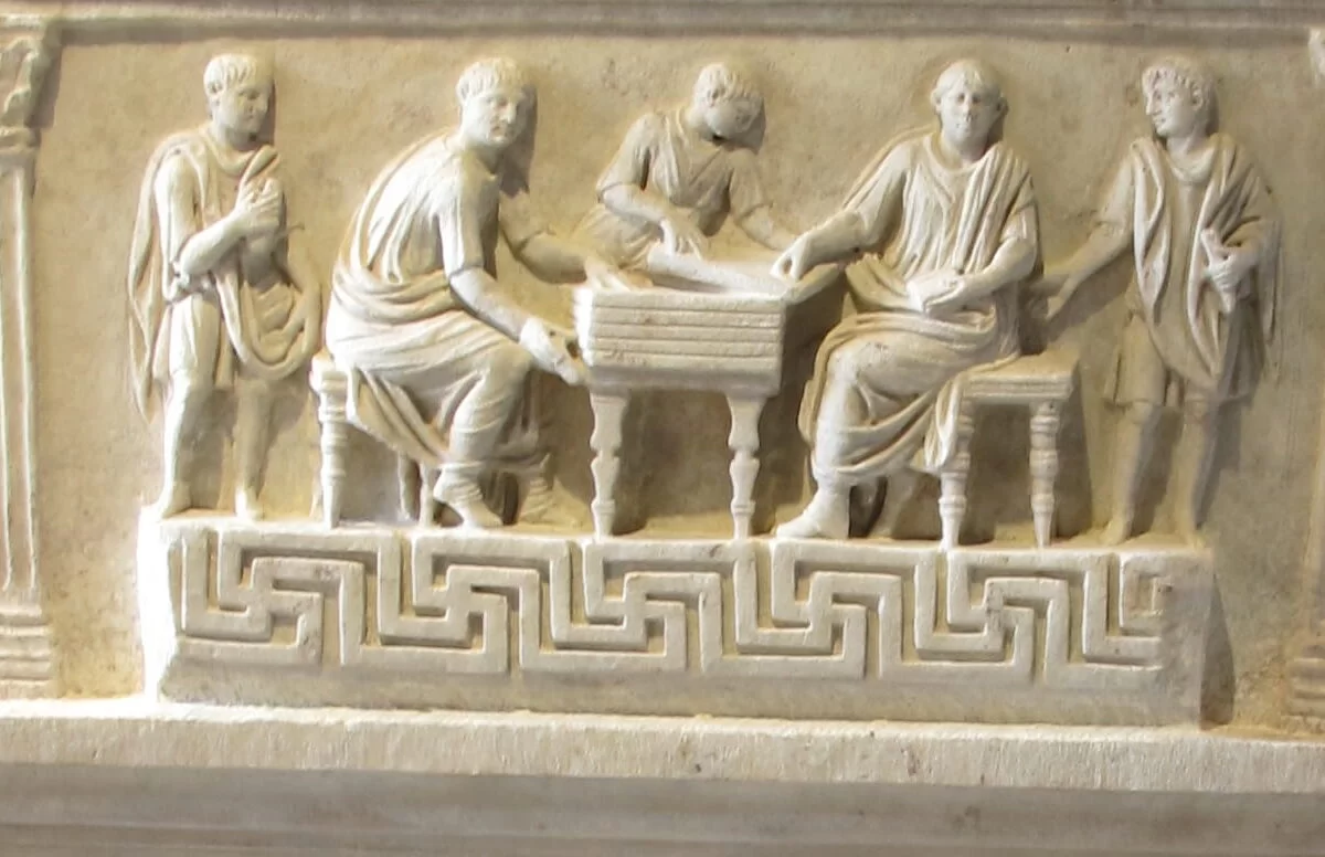 Scribes depicted on a Roman stela