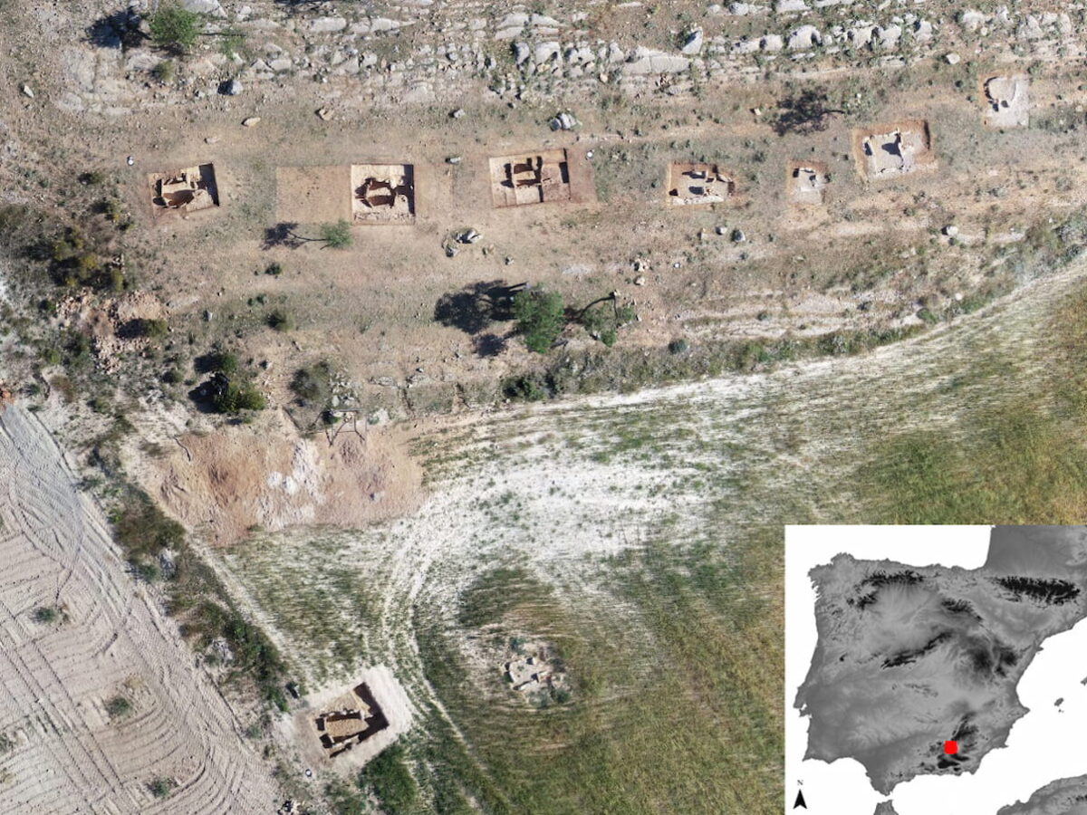 Orthophotography showing the location of the 9 tombs excavated in the Panoría cemetery.