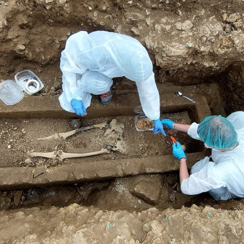 Un sarcófago de piedra sellado y una situla de bronce, excepcionalmente conservados, descubiertos en un yacimiento italiano de la Edad del Hierro